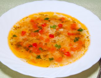 Легкий овощной суп с рисом